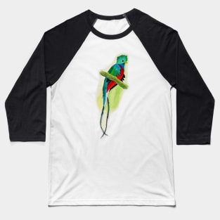 Hand Painted Watercolor Quetzal Baseball T-Shirt